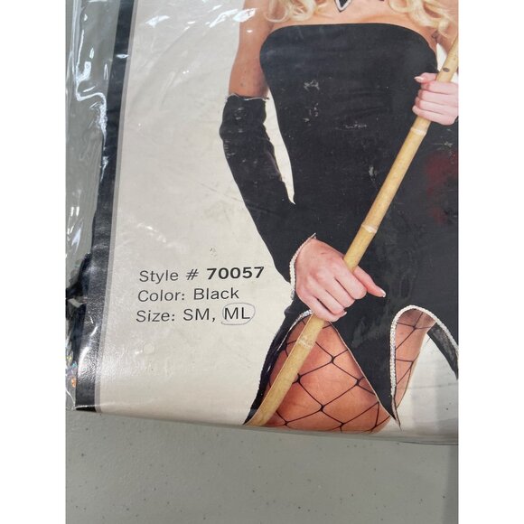 Music Legs 4 PC Witch Outfit Size Medium Large Sequin Gloves Hat Neckpiece NEW - Picture 4 of 9